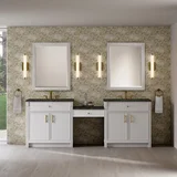 Bellshire 96" Dual Vanity Set with 24" Make-Up Counter, Bright White w/3 cm Phantome Eclos Top