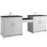Bellshire 96" Dual Vanity Set with 24" Make-Up Counter, Bright White w/3 cm Phantome Eclos Top