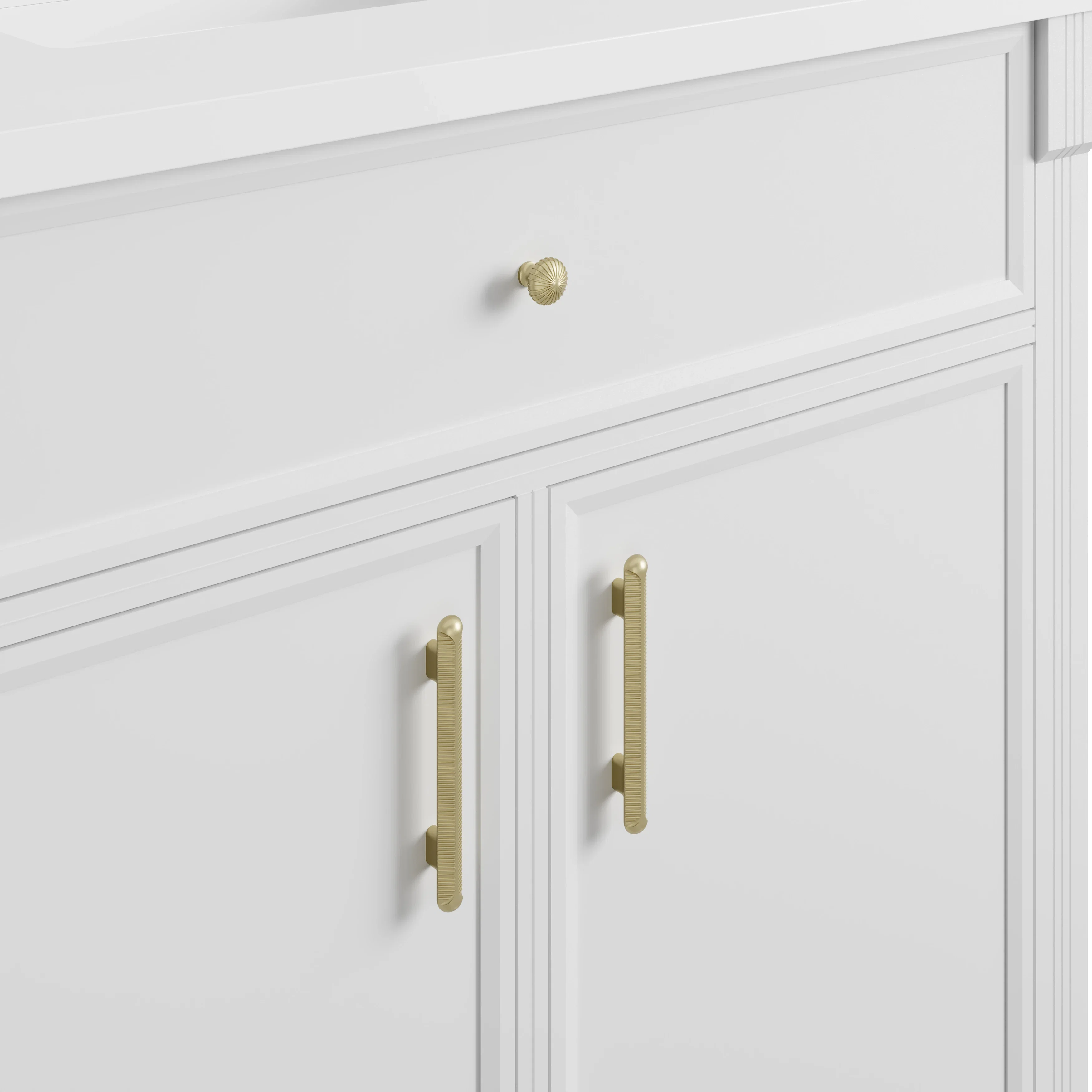 Bellshire 96" Dual Vanity Set with 24" Make-Up Counter, Bright White w/3 cm Phantome Eclos Top