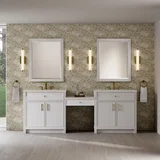 Bellshire 96" Dual Vanity Set with 24" Make-Up Counter, Bright White w/3 cm Siberian Silestone Top