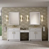 Bellshire 96" Dual Vanity Set with 24" Make-Up Counter, Bright White w/3 cm Tajnar Eclos Top