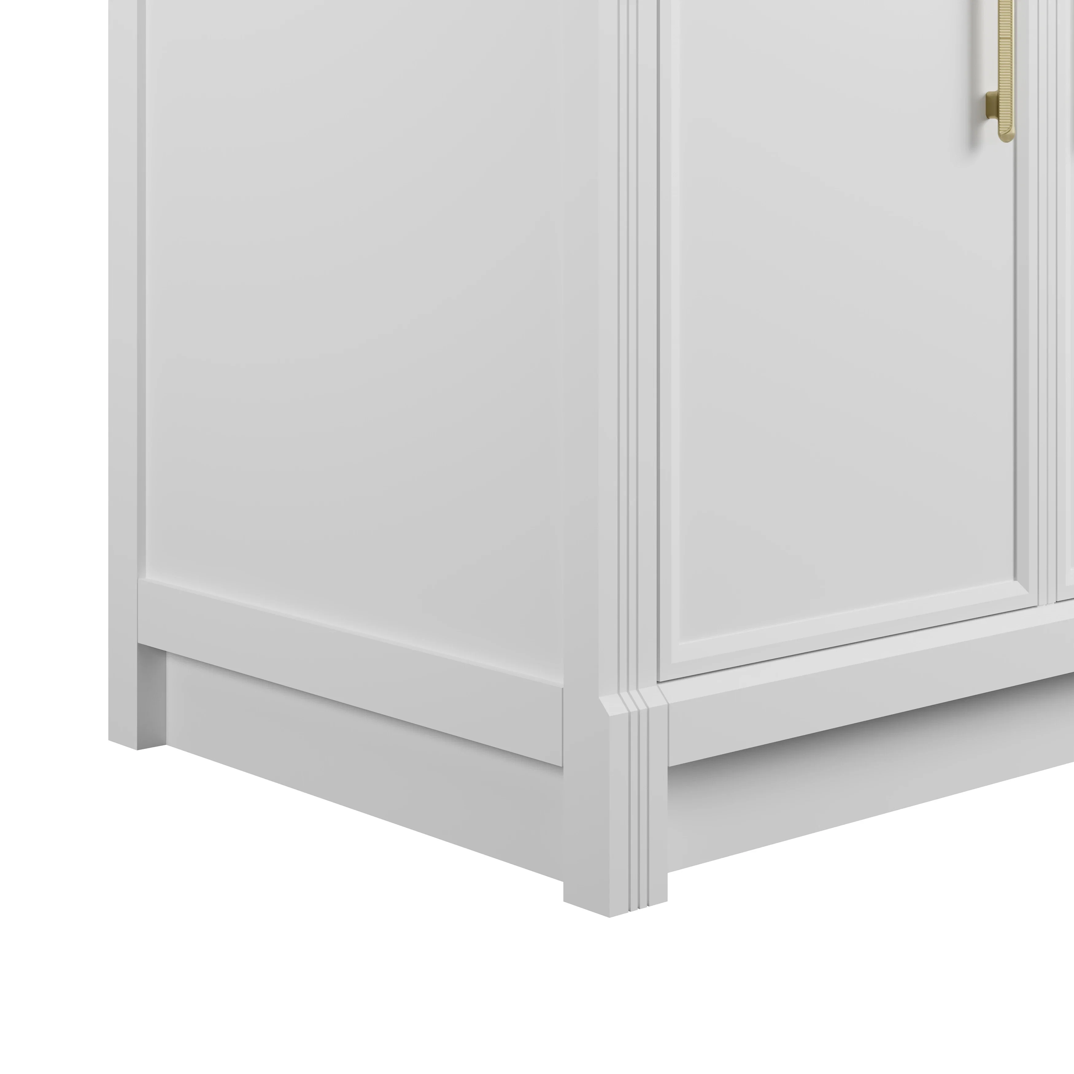 Bellshire 96" Dual Vanity Set with 24" Make-Up Counter, Bright White w/3 cm Victorian Silver Silestone Top