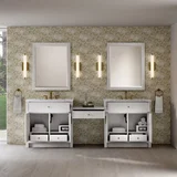 Bellshire 96" Dual Vanity Set with 24" Make-Up Counter, Bright White w/3 cm White Zeus Silestone Top