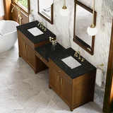 Bellshire 96" Dual Vanity Set with 24" Make-Up Counter, Honey Oak w/3 cm Phantome Eclos Top