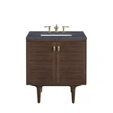 Amberly 30" Single Vanity, Mid-Century Walnut w/ 3 CM Charcoal Soapstone Top