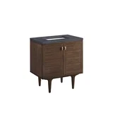 Amberly 30" Single Vanity, Mid-Century Walnut w/ 3 CM Charcoal Soapstone Top