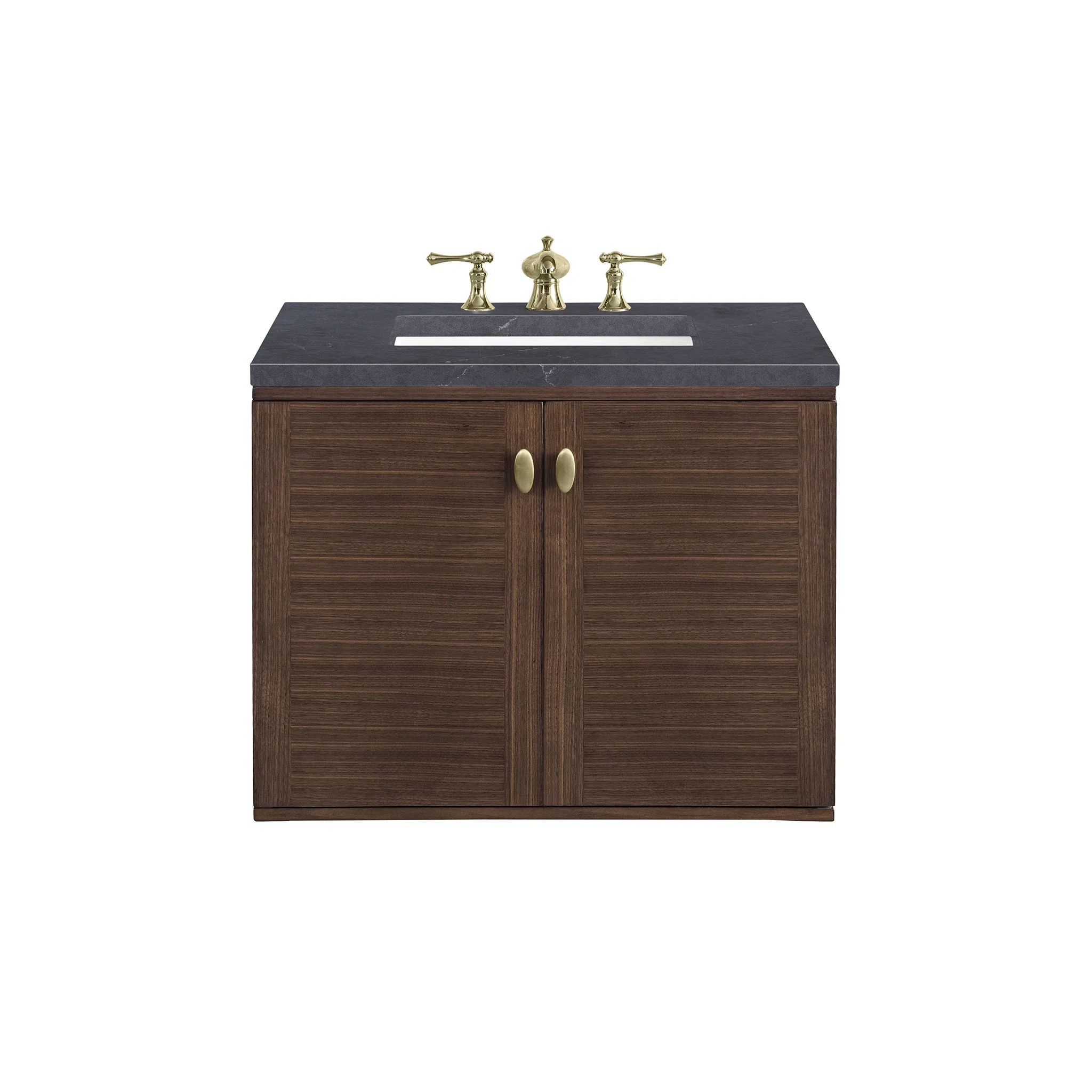 Amberly 30" Single Vanity, Mid-Century Walnut w/ 3 CM Charcoal Soapstone Top