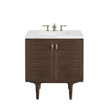 Amberly 30" Single Vanity, Mid-Century Walnut w/ 3 CM Ethereal Noctis Top