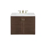 Amberly 30" Single Vanity, Mid-Century Walnut w/ 3 CM Ethereal Noctis Top