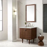 Amberly 30" Single Vanity, Mid-Century Walnut w/ 3 CM Ethereal Noctis Top