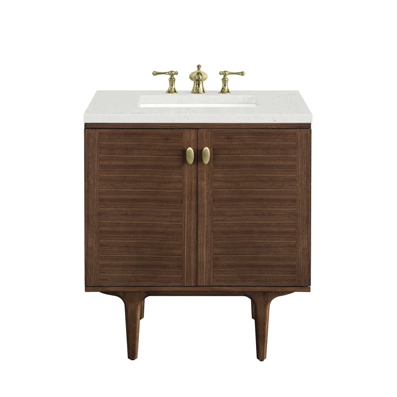 Amberly 30" Single Vanity, Mid-Century Walnut w/ 3 CM Lime Delight Top
