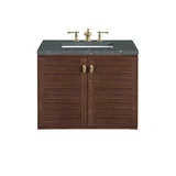 Amberly 30" Single Vanity, Mid-Century Walnut w/ 3 CM Parisien Bleu Top