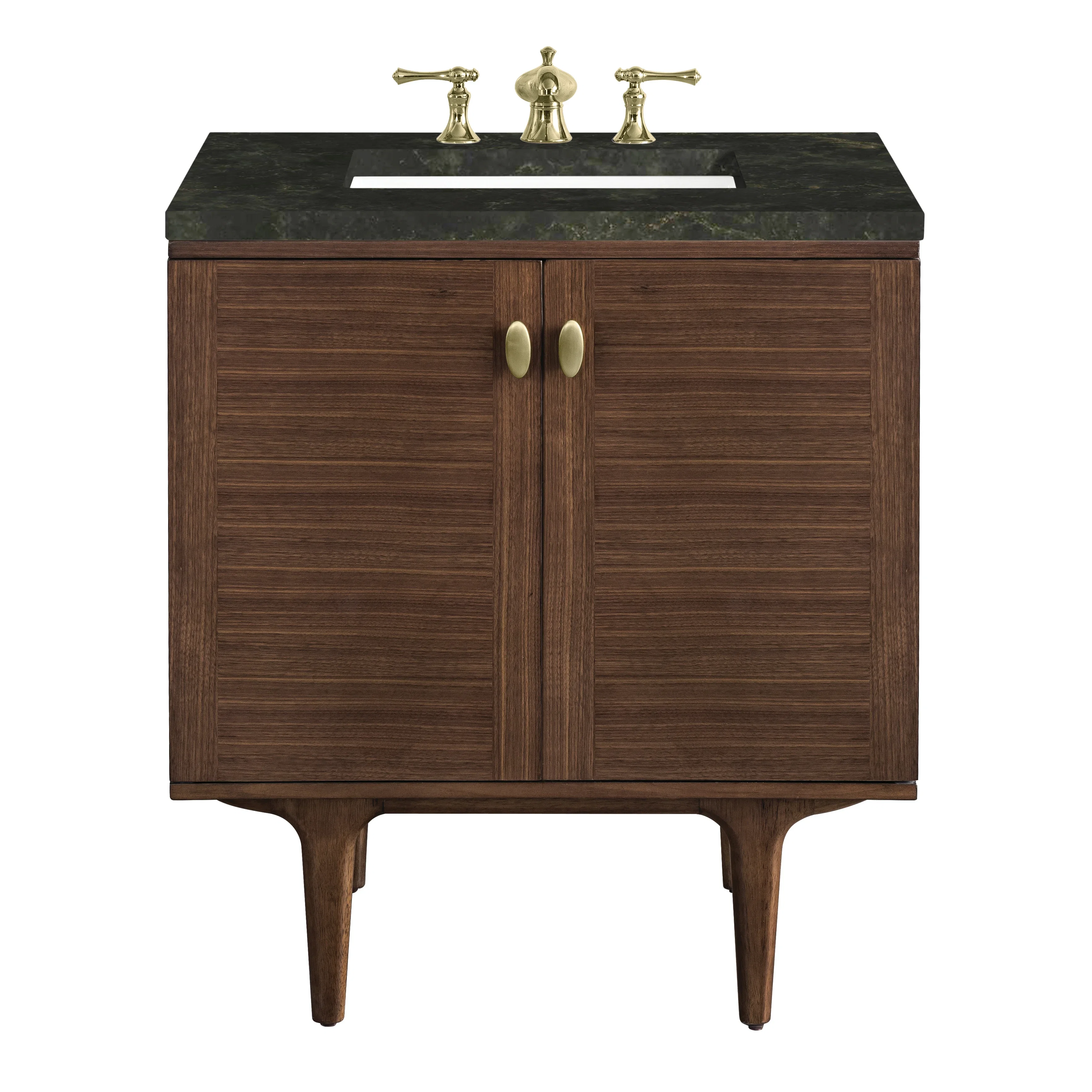 Amberly 30" Single Vanity, Mid-Century Walnut, w/ 3 CM Phantome Eclos Top