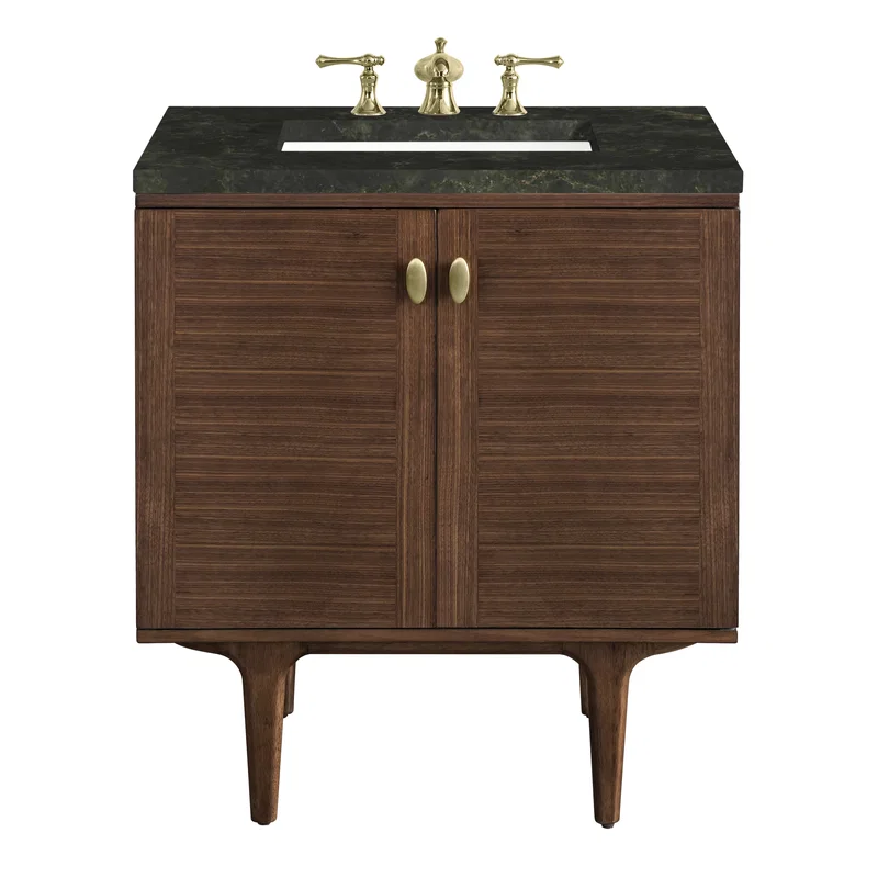 Amberly 30" Single Vanity, Mid-Century Walnut, w/ 3 CM Phantome Eclos Top