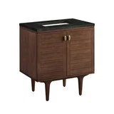 Amberly 30" Single Vanity, Mid-Century Walnut, w/ 3 CM Phantome Eclos Top