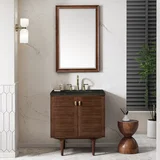 Amberly 30" Single Vanity, Mid-Century Walnut, w/ 3 CM Phantome Eclos Top
