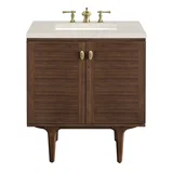 Amberly 30" Single Vanity, Mid-Century Walnut, w/ 3 CM Siberian Silestone Top