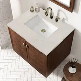 Amberly 30" Single Vanity, Mid-Century Walnut, w/ 3 CM Siberian Silestone Top