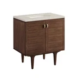 Amberly 30" Single Vanity, Mid-Century Walnut, w/ 3 CM Siberian Silestone Top