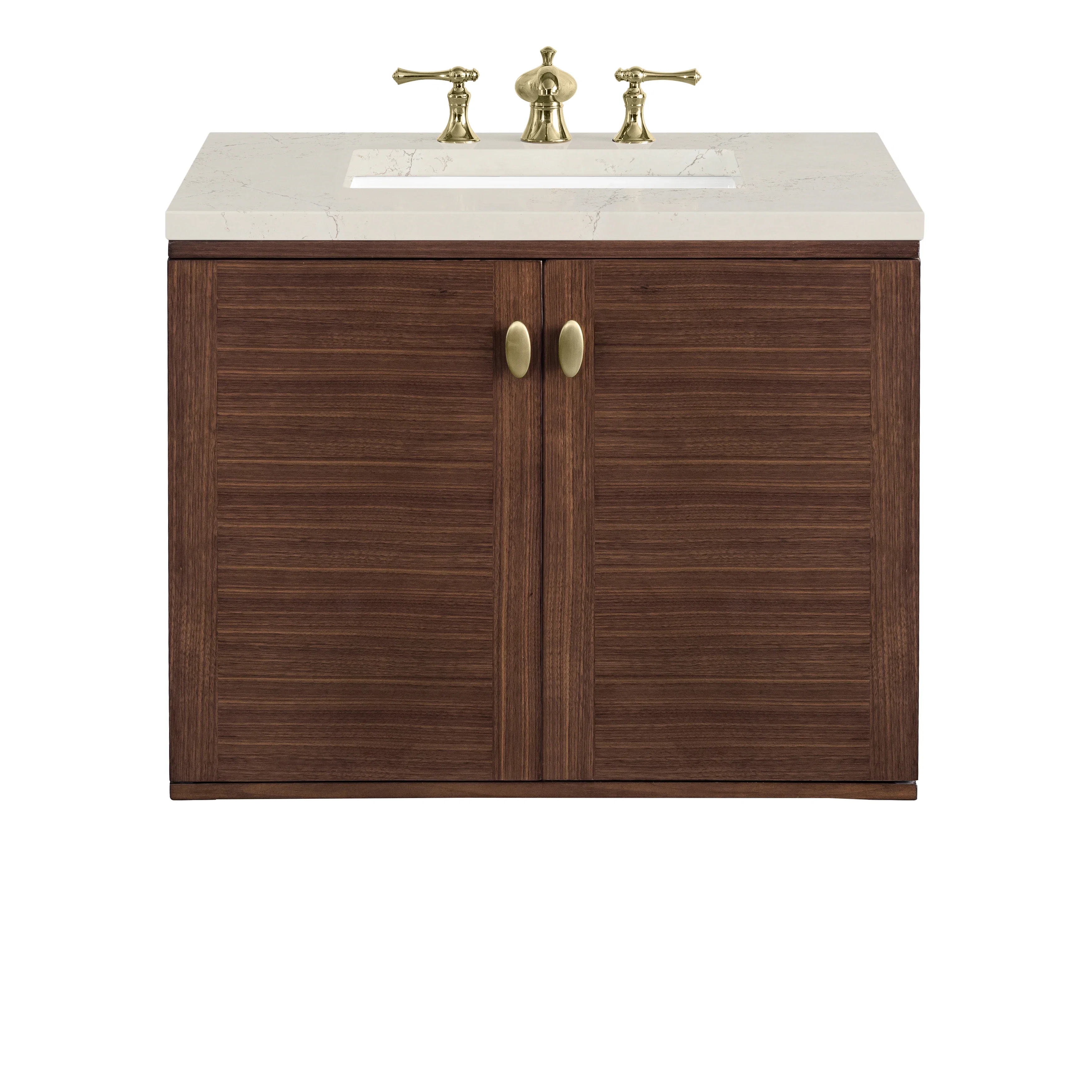 Amberly 30" Single Vanity, Mid-Century Walnut, w/ 3 CM Siberian Silestone Top