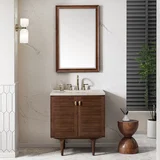 Amberly 30" Single Vanity, Mid-Century Walnut, w/ 3 CM Siberian Silestone Top