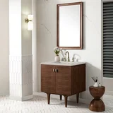 Amberly 30" Single Vanity, Mid-Century Walnut, w/ 3 CM Siberian Silestone Top