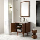 Amberly 30" Single Vanity, Mid-Century Walnut, w/ 3 CM Siberian Silestone Top