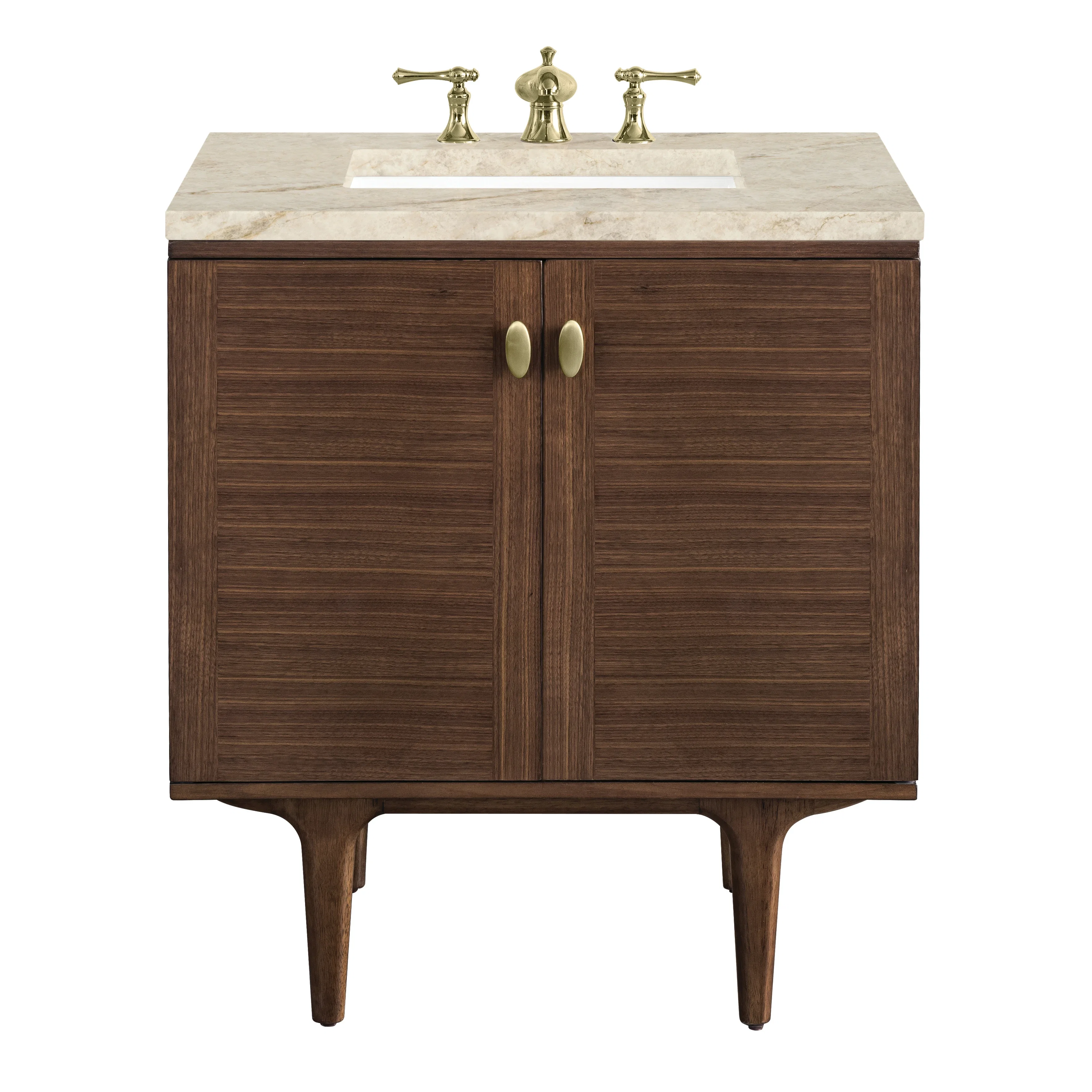 Amberly 30" Single Vanity, Mid-Century Walnut, w/ 3 CM Tajnar Eclos Top