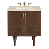 Amberly 30" Single Vanity, Mid-Century Walnut, w/ 3 CM Tajnar Eclos Top