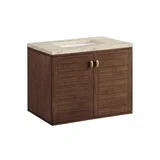 Amberly 30" Single Vanity, Mid-Century Walnut, w/ 3 CM Tajnar Eclos Top
