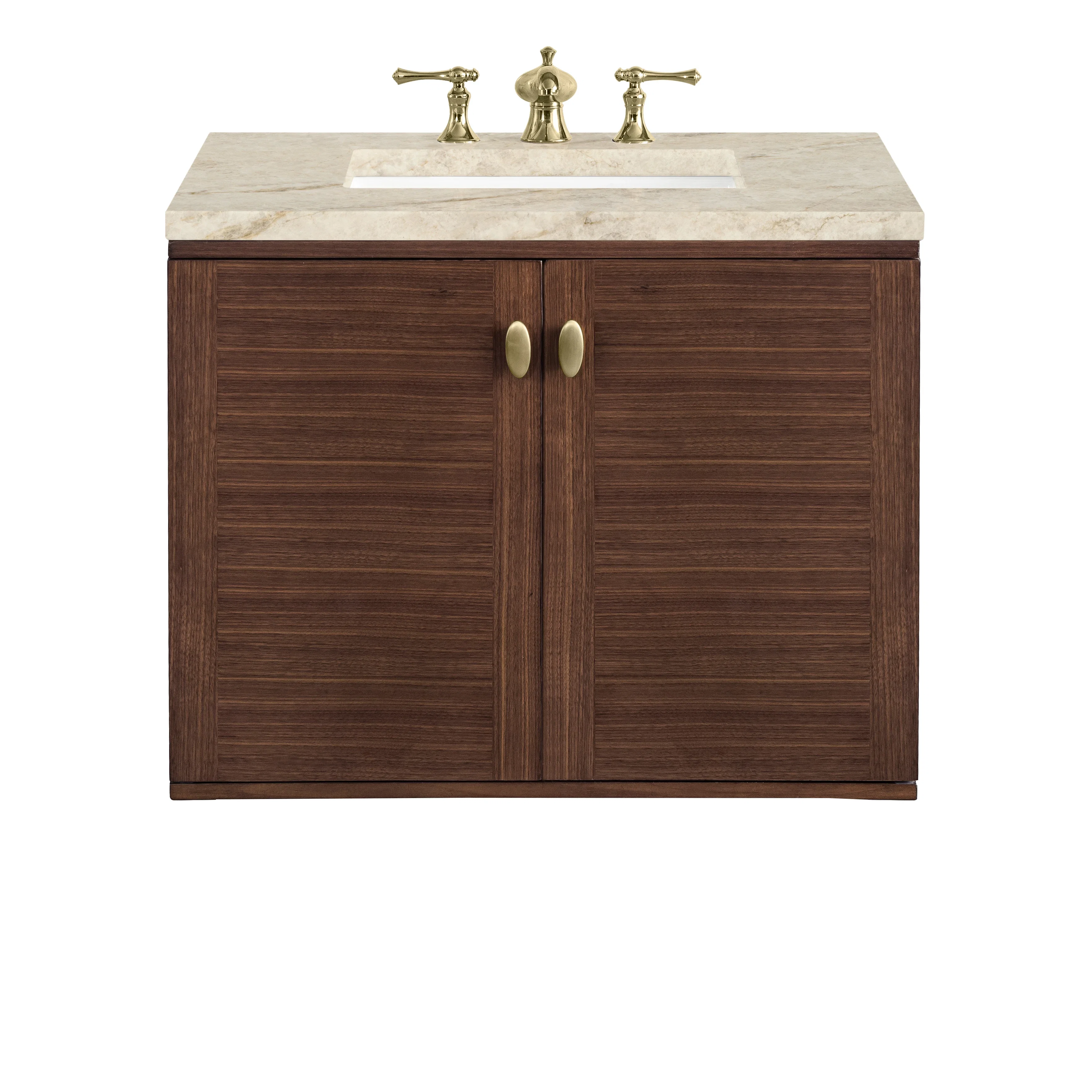 Amberly 30" Single Vanity, Mid-Century Walnut, w/ 3 CM Tajnar Eclos Top