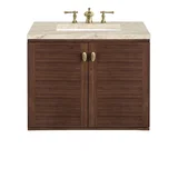 Amberly 30" Single Vanity, Mid-Century Walnut, w/ 3 CM Tajnar Eclos Top