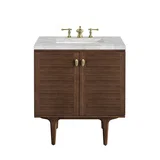 Amberly 30" Single Vanity, Mid-Century Walnut w/ 3 CM Victorian Silver Top