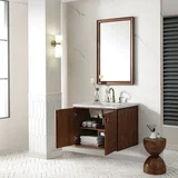Amberly 30" Single Vanity, Mid-Century Walnut w/ 3 CM Victorian Silver Top