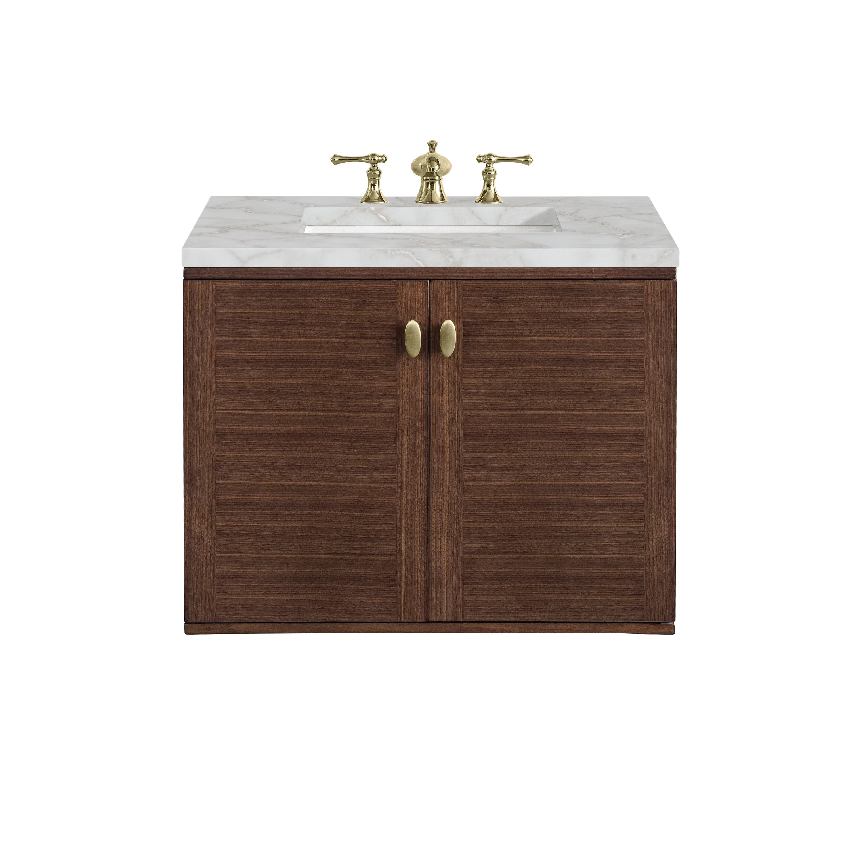 Amberly 30" Single Vanity, Mid-Century Walnut w/ 3 CM Victorian Silver Top