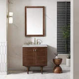 Amberly 30" Single Vanity, Mid-Century Walnut w/ 3 CM Victorian Silver Top