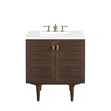 Amberly 30" Single Vanity, Mid-Century Walnut w/ 3 CM White Zeus Top