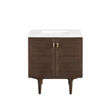 Amberly 30" Single Vanity, Mid-Century Walnut w/ 3 CM White Zeus Top
