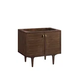 Amberly 36" Single Vanity, Mid-Century Walnut w/ Single Hole 3 CM White Zeus Top & Backsplash