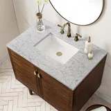Amberly 36" Single Vanity, Mid-Century Walnut w/ 3 CM Eternal Jasmine Pearl Top