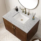 Amberly 36" Single Vanity, Mid-Century Walnut w/ 3 CM Eternal Jasmine Pearl Top