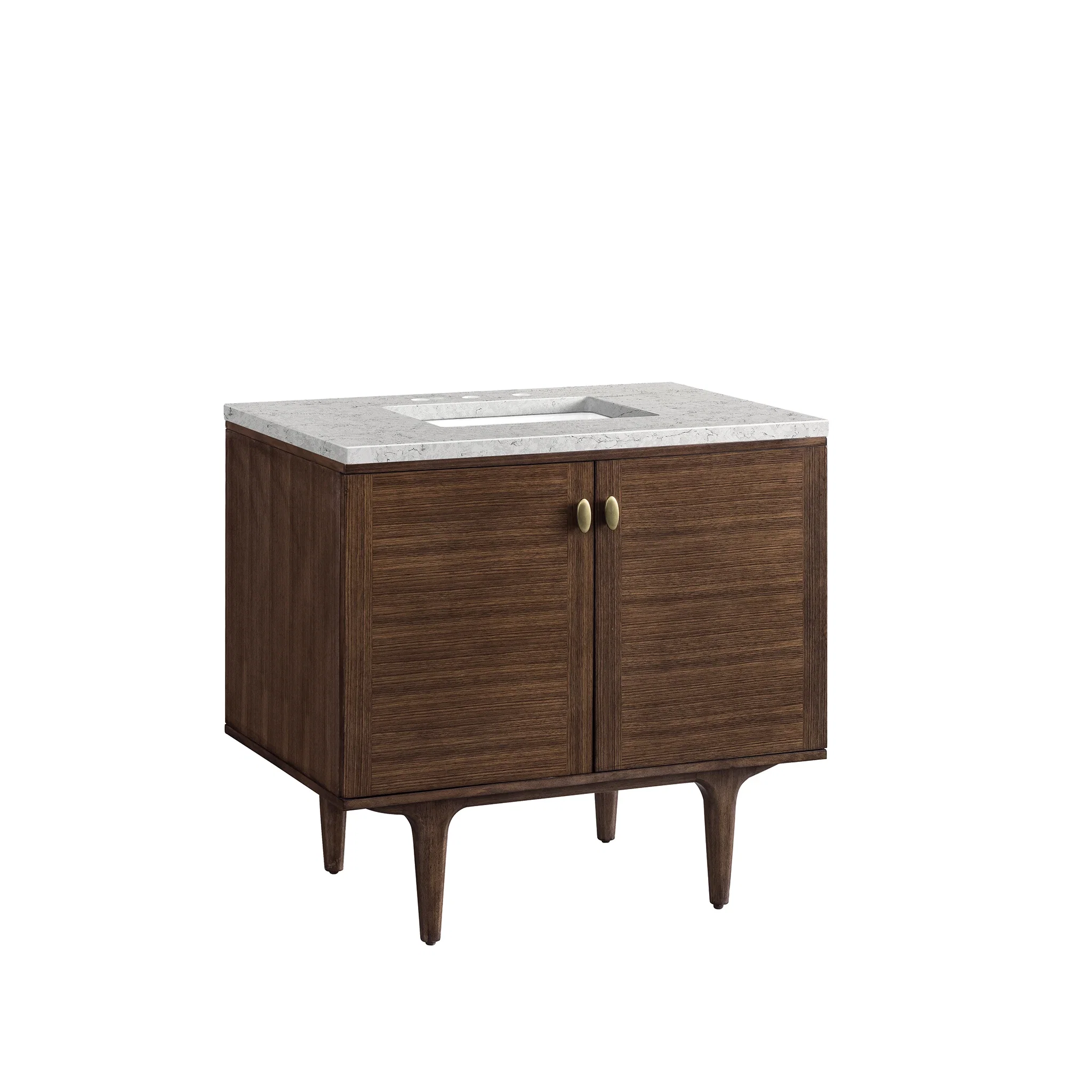 Amberly 36" Single Vanity, Mid-Century Walnut w/ 3 CM Eternal Jasmine Pearl Top