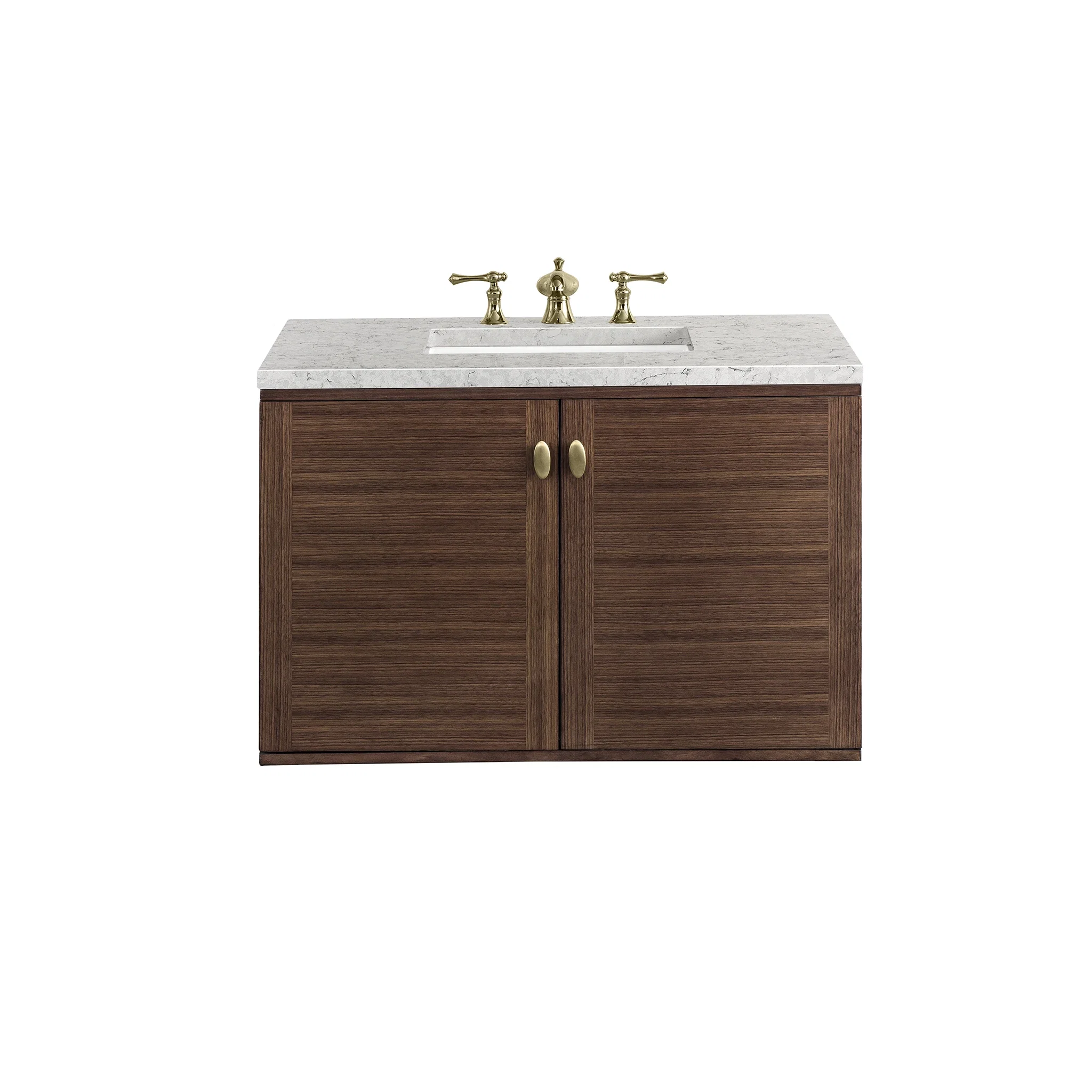 Amberly 36" Single Vanity, Mid-Century Walnut w/ 3 CM Eternal Jasmine Pearl Top