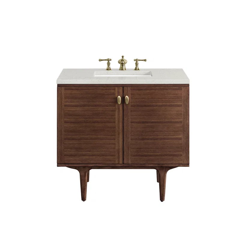Amberly 36" Single Vanity, Mid-Century Walnut w/ 3 CM Lime Delight Top