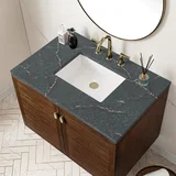 Amberly 36" Single Vanity, Mid-Century Walnut w/ 3 CM Parisien Bleu Top