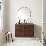 Amberly 36" Single Vanity, Mid-Century Walnut w/ 3 CM Parisien Bleu Top