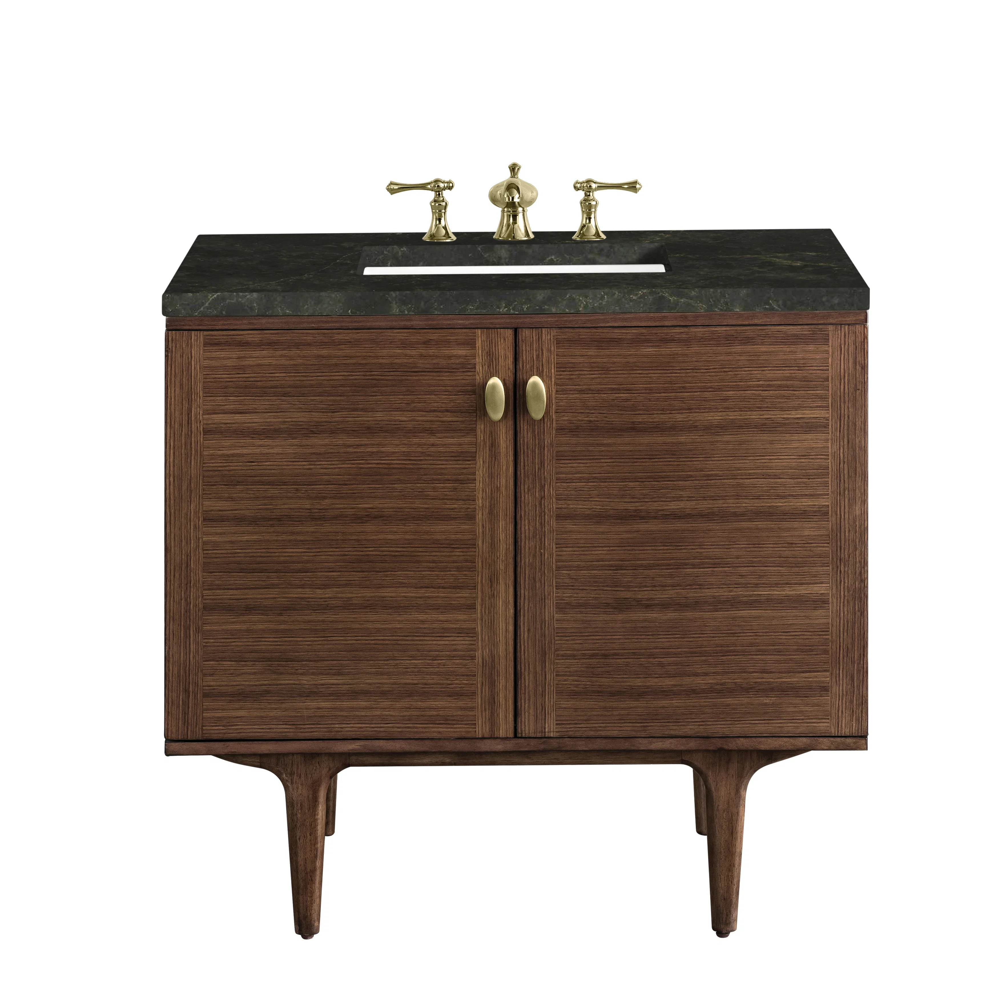 Amberly 36" Single Vanity, Mid-Century Walnut, w/ 3 CM Phantome Eclos Top