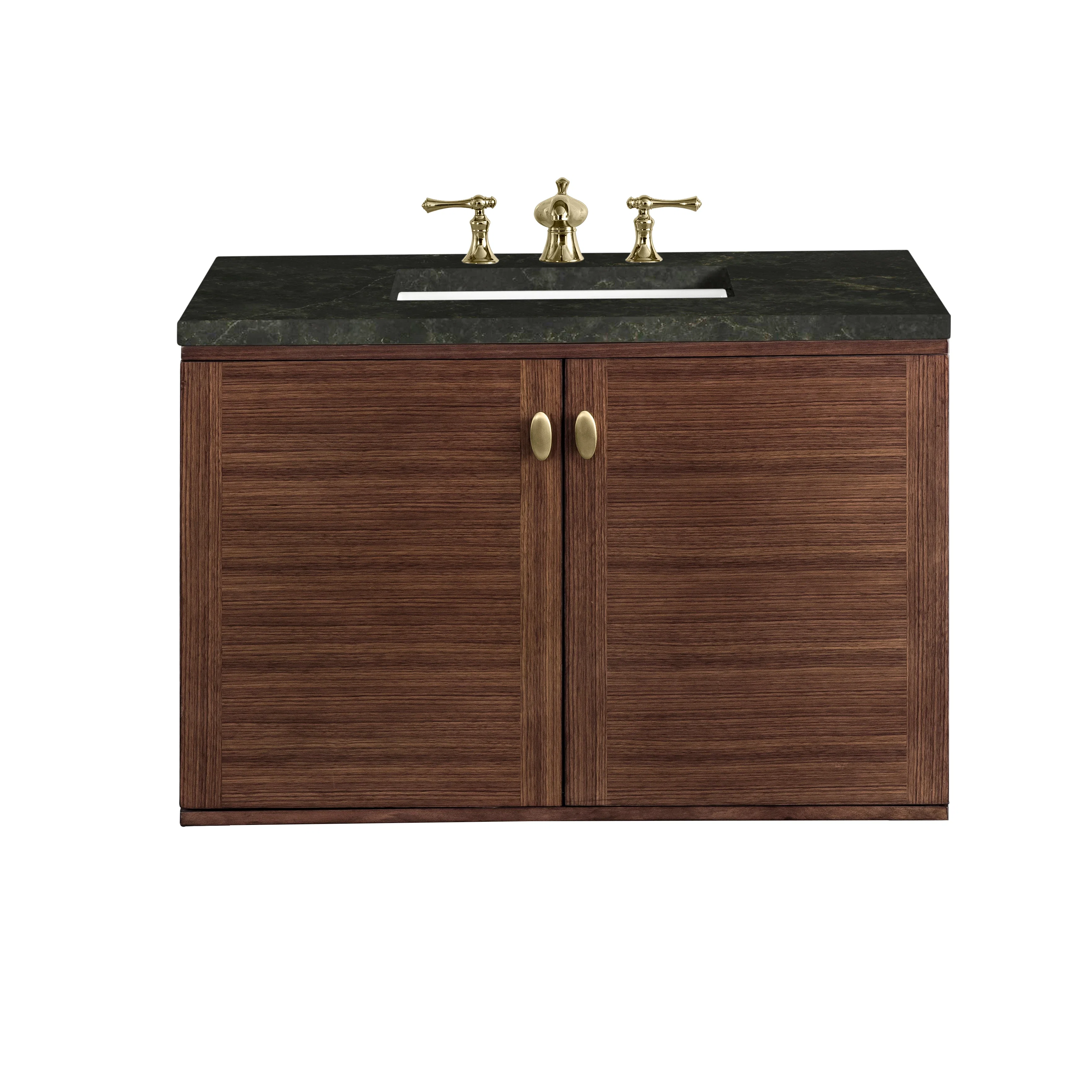 Amberly 36" Single Vanity, Mid-Century Walnut, w/ 3 CM Phantome Eclos Top