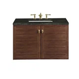 Amberly 36" Single Vanity, Mid-Century Walnut, w/ 3 CM Phantome Eclos Top