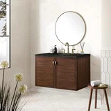 Amberly 36" Single Vanity, Mid-Century Walnut, w/ 3 CM Phantome Eclos Top